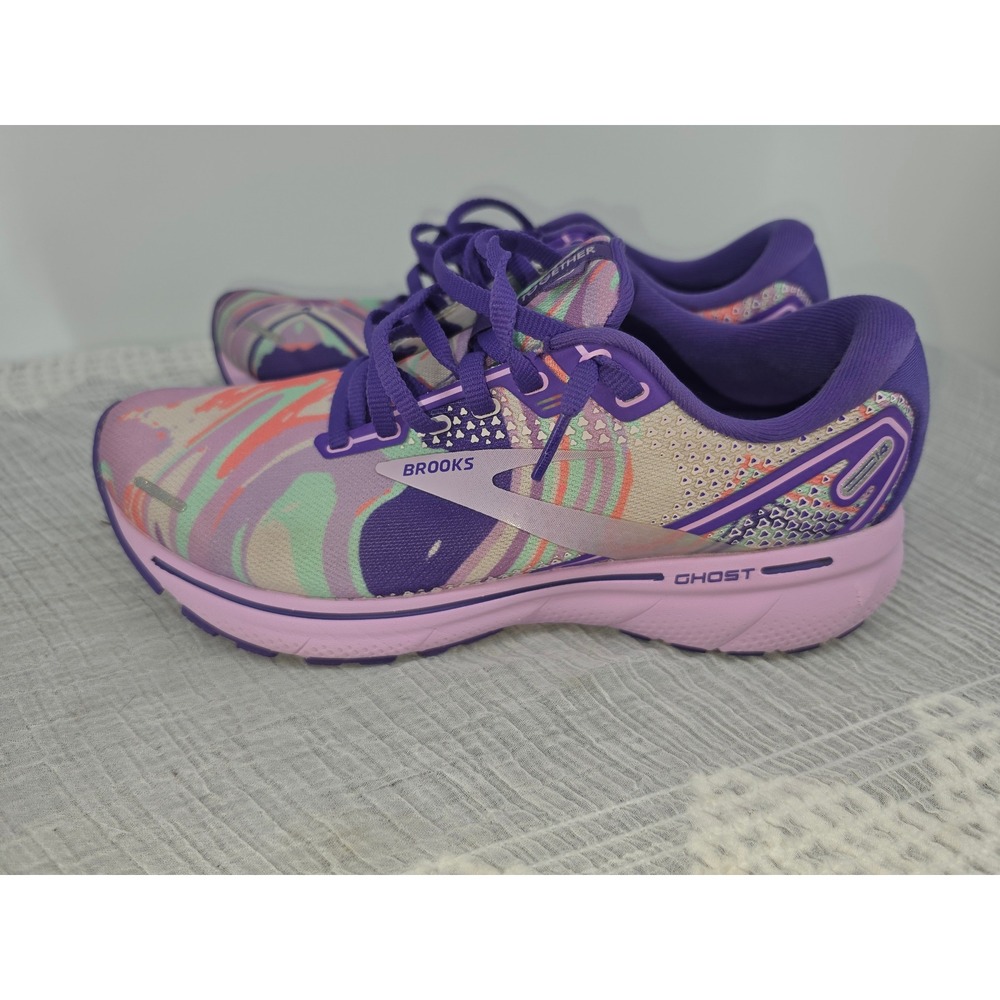 Brooks Ghost 14 Running Shoes Womens 8 Purple Unity Together Swirl 1203561B524 - Picture 8 of 10